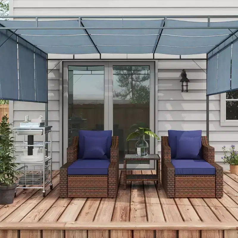 Outsunny Set Arredamento da Esterno 5 Pezzi, Set Salotto Conversazione con Sedie e Poggiapiedi in Rattan PE Resistente alle Intemperie con Tavolo, Cuscini e Guanciali Inclusi
