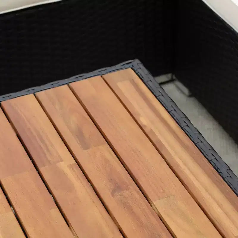 Outsunny Set Divani da Esterno in Vimini 7 Pezzi, Divano Sezionale in Rattan PE con Tavolino da Caffè con Top in Acacia e Cuscini per Giardino, Cortile,