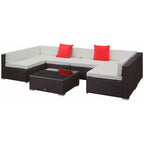 Outsunny Ensemble de Mobilier de Jardin 7 Pièces en Résine Tressée Moderne, Idéal pour Terrasse, Balcon et Jardin