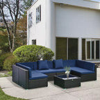 Outsunny Ensemble de Mobilier de Jardin 7 Pièces en Résine Tressée Moderne, Idéal pour Terrasse, Balcon et Jardin