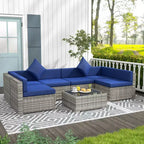 Outsunny Ensemble de Mobilier de Jardin 7 Pièces en Résine Tressée Moderne, Idéal pour Terrasse, Balcon et Jardin