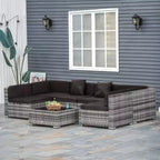 Outsunny Ensemble de Mobilier de Jardin 7 Pièces en Résine Tressée Moderne, Idéal pour Terrasse, Balcon et Jardin