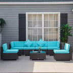 Outsunny Ensemble de Mobilier de Jardin 7 Pièces en Résine Tressée Moderne, Idéal pour Terrasse, Balcon et Jardin