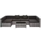 Outsunny Ensemble de Mobilier de Jardin 7 Pièces en Résine Tressée Moderne, Idéal pour Terrasse, Balcon et Jardin
