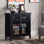HOMCOM Credenza Vetrina con Doppie Ante in Vetro, 2 Ripiani Regolabili e Base Rialzata