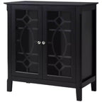 HOMCOM Credenza Vetrina con Doppie Ante in Vetro, 2 Ripiani Regolabili e Base Rialzata
