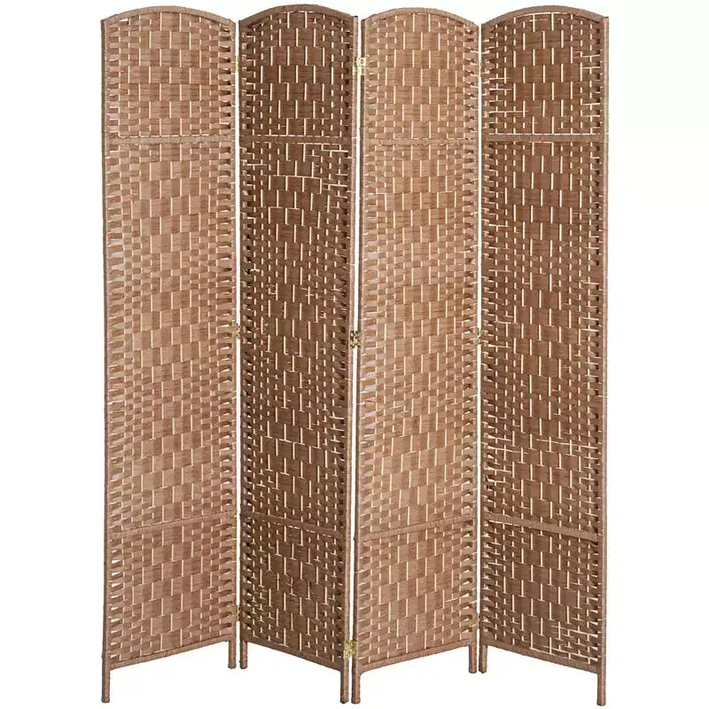 Divisorio a 4 pannelli in vimini intrecciato alto 183 cm per la privacy