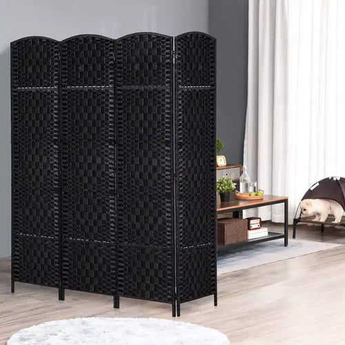 Divisorio a 4 pannelli in vimini intrecciato alto 183 cm per la privacy