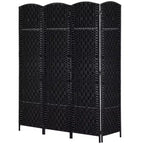 Divisorio a 4 pannelli in vimini intrecciato alto 183 cm per la privacy