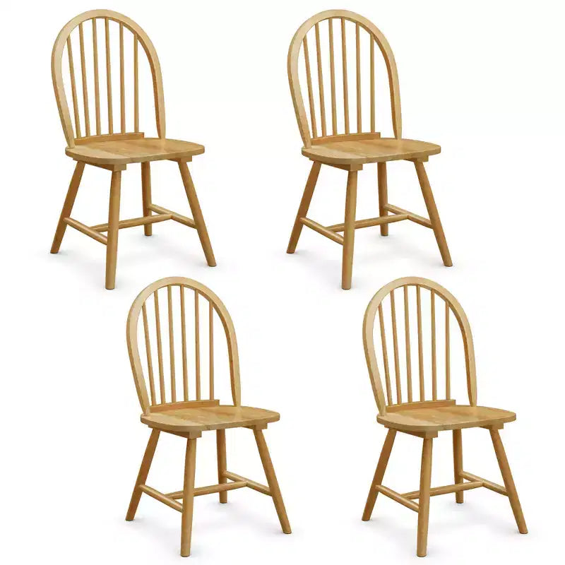 Costway 4 PCS Vintage Windsor Dining Side Chair Wood Spindleback Kitchen Natural