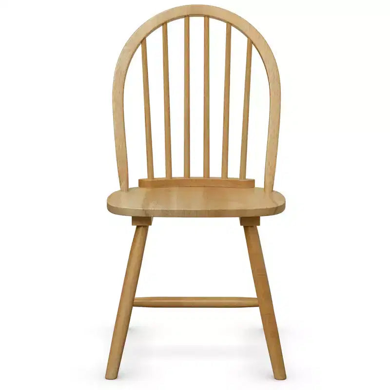 4 Sedie da Pranzo Laterali Vintage Windsor in Legno con Schienale a Fuso Naturali