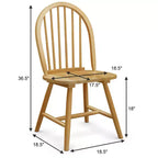 4 Sedie da Pranzo Laterali Vintage Windsor in Legno con Schienale a Fuso Naturali