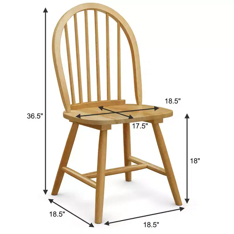 4 Sedie da Pranzo Laterali Vintage Windsor in Legno con Schienale a Fuso Naturali