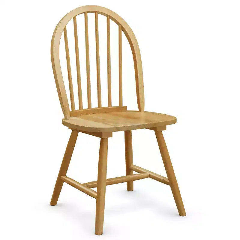 4 Sedie da Pranzo Laterali Vintage Windsor in Legno con Schienale a Fuso Naturali