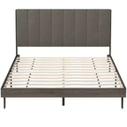 Letto Imbottito Capitonnè Base Letto in Legno Rete a Doghe Testiera Queen