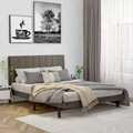 Letto Imbottito Capitonnè Base Letto in Legno Rete a Doghe Testiera Queen