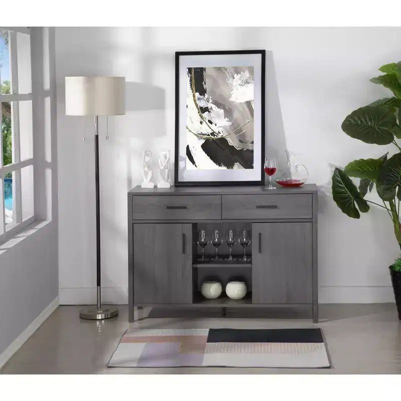 FC Design Madia Credenza 47W, Mobile Contenitore da Pranzo con Due Armadietti e Cassetti