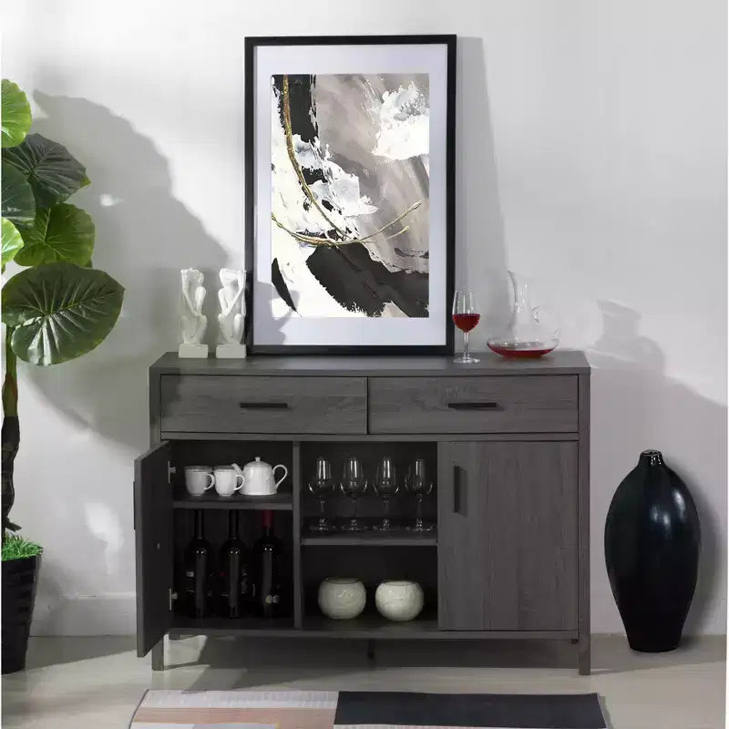 FC Design Madia Credenza 47W, Mobile Contenitore da Pranzo con Due Armadietti e Cassetti