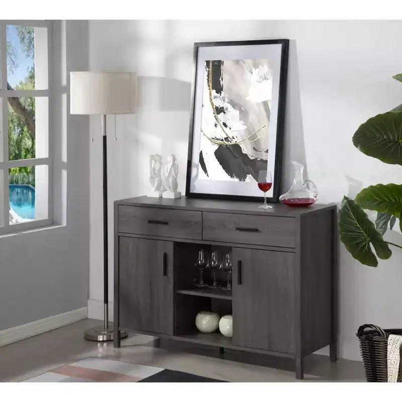 FC Design Madia Credenza 47W, Mobile Contenitore da Pranzo con Due Armadietti e Cassetti