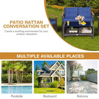 Costway Set Mobili da Giardino 4 Pezzi in Rattan Divano con Cuscini Tavolo Contenitore Off