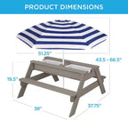 Best Choice Products Tavolo da Picnic per Bambini 3-in-1 per Attività con Sabbia e Acqua all'Aperto con Ombrellone