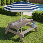 Best Choice Products Tavolo da Picnic per Bambini 3-in-1 per Attività con Sabbia e Acqua all'Aperto con Ombrellone