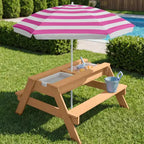Best Choice Products Tavolo da Picnic per Bambini 3-in-1 per Attività con Sabbia e Acqua all'Aperto con Ombrellone