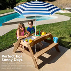 Best Choice Products Tavolo da Picnic per Bambini 3-in-1 per Attività con Sabbia e Acqua all'Aperto con Ombrellone
