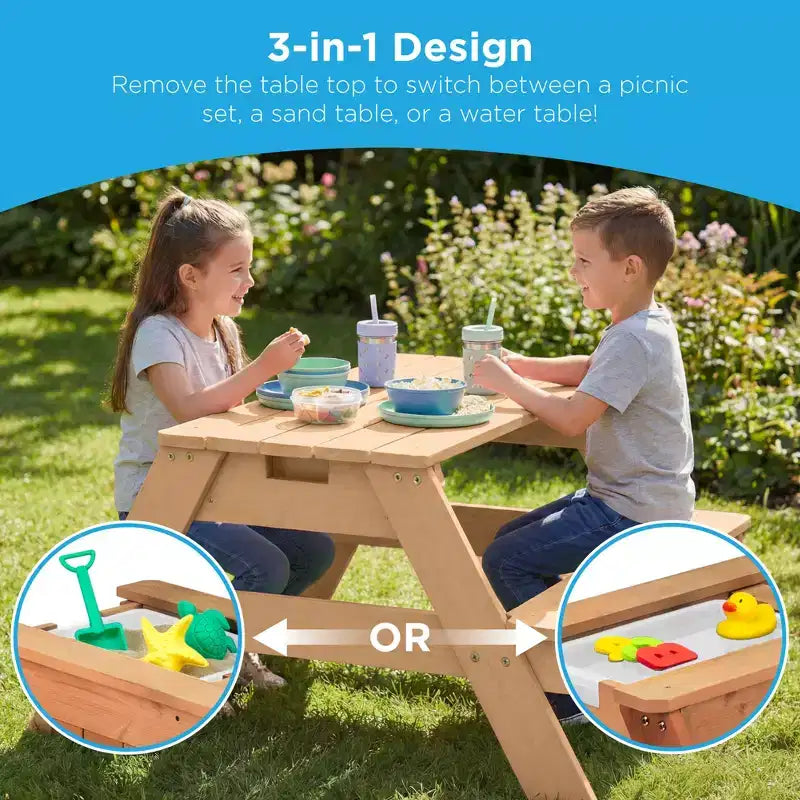 Best Choice Products Tavolo da Picnic per Bambini 3-in-1 per Attività con Sabbia e Acqua all'Aperto con Ombrellone
