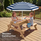 Best Choice Products Tavolo da Picnic per Bambini 3-in-1 per Attività con Sabbia e Acqua all'Aperto con Ombrellone