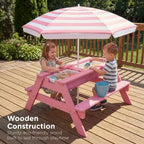 Best Choice Products Tavolo da Picnic per Bambini 3-in-1 per Attività con Sabbia e Acqua all'Aperto con Ombrellone