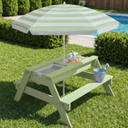 Best Choice Products Tavolo da Picnic per Bambini 3-in-1 per Attività con Sabbia e Acqua all'Aperto con Ombrellone