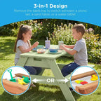 Best Choice Products Tavolo da Picnic per Bambini 3-in-1 per Attività con Sabbia e Acqua all'Aperto con Ombrellone