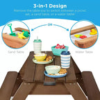 Best Choice Products Tavolo da Picnic per Bambini 3-in-1 per Attività con Sabbia e Acqua all'Aperto con Ombrellone