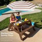 Best Choice Products Tavolo da Picnic per Bambini 3-in-1 per Attività con Sabbia e Acqua all'Aperto con Ombrellone