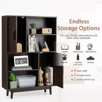 Costway Madia Mobile Contenitore Libreria Credenza con Anta Ripiano Nero / Bianco / Espresso