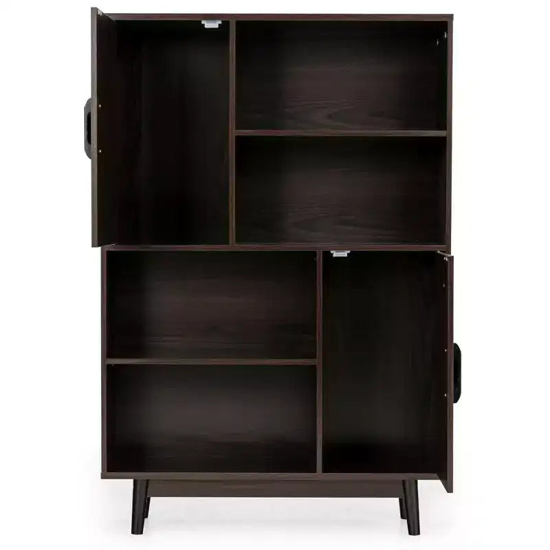 Costway Madia Mobile Contenitore Libreria Credenza con Anta Ripiano Nero / Bianco / Espresso