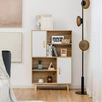 Costway Madia Mobile Contenitore Libreria Credenza con Anta Ripiano Nero / Bianco / Espresso