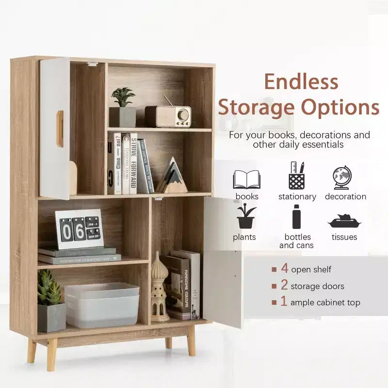 Costway Madia Mobile Contenitore Libreria Credenza con Anta Ripiano Nero / Bianco / Espresso