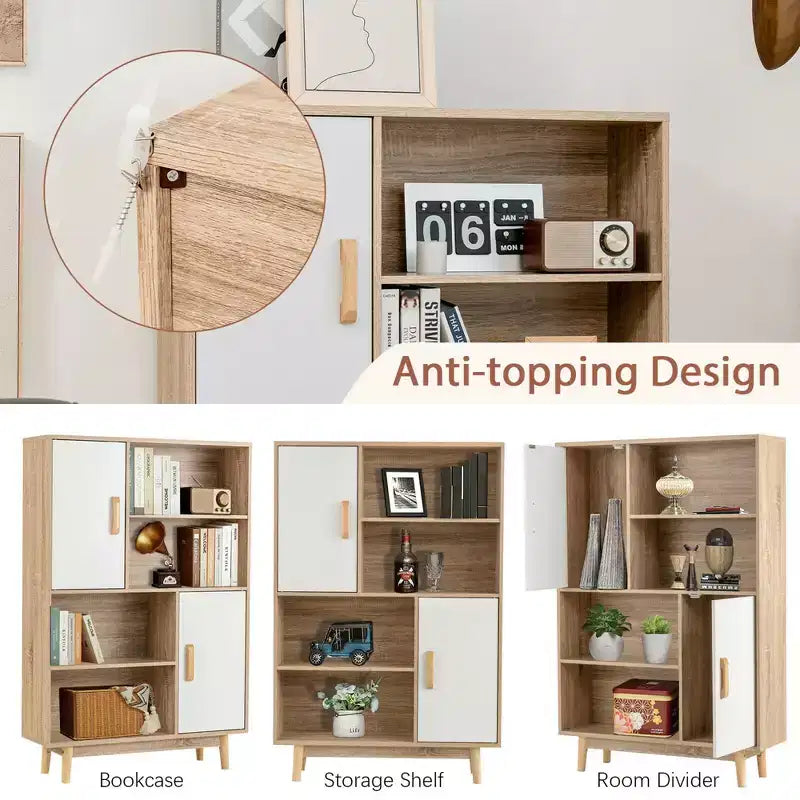 Costway Madia Mobile Contenitore Libreria Credenza con Anta Ripiano Nero / Bianco / Espresso