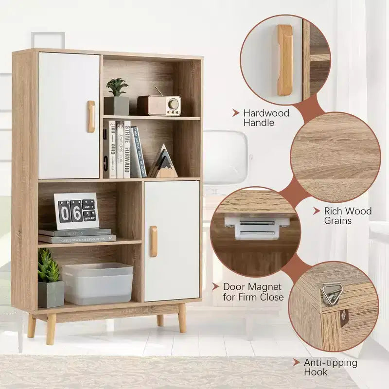 Costway Madia Mobile Contenitore Libreria Credenza con Anta Ripiano Nero / Bianco / Espresso