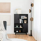 Costway Madia Mobile Contenitore Libreria Credenza con Anta Ripiano Nero / Bianco / Espresso