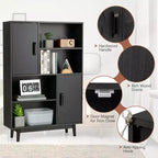 Costway Madia Mobile Contenitore Libreria Credenza con Anta Ripiano Nero / Bianco / Espresso