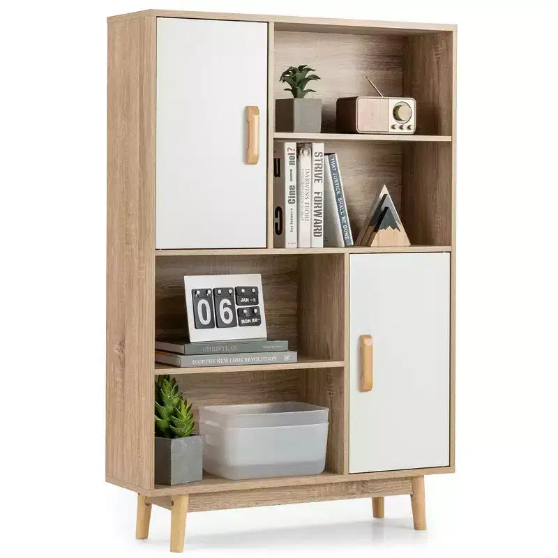 Costway Madia Mobile Contenitore Libreria Credenza con Anta Ripiano Nero / Bianco / Espresso