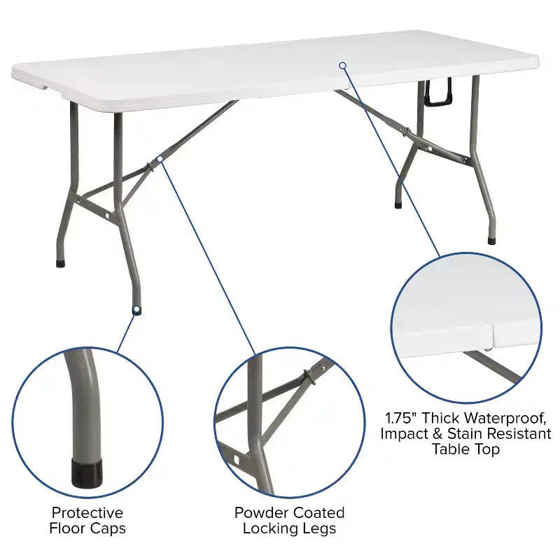Set Tenda Portatile Flash Furniture per Portellone/Eventi - Tenda a Baldacchino Pop-Up 3x3 m, Tavolo Pieghevole a Libro da 1,8 m, Set di 4 Sedie Pieghevoli