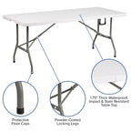 Set Tenda Portatile Flash Furniture per Portellone/Eventi - Tenda a Baldacchino Pop-Up 3x3 m, Tavolo Pieghevole a Libro da 1,8 m, Set di 4 Sedie Pieghevoli