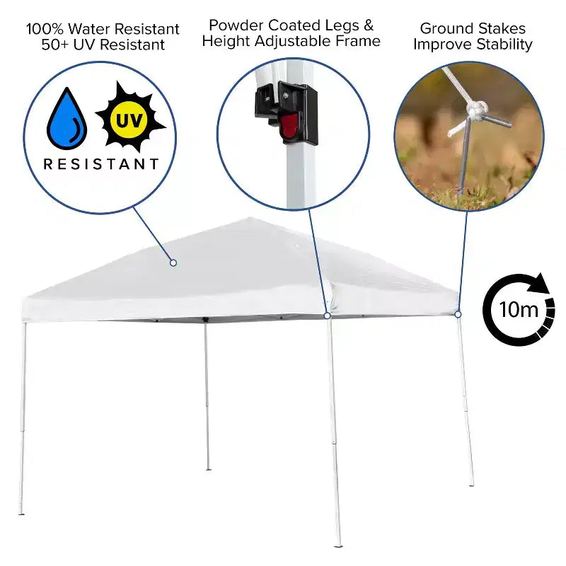 Set Tenda Portatile Flash Furniture per Portellone/Eventi - Tenda a Baldacchino Pop-Up 3x3 m, Tavolo Pieghevole a Libro da 1,8 m, Set di 4 Sedie Pieghevoli