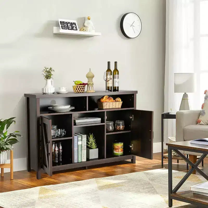 Buffet Costway – Meuble de Rangement Ferme avec Casier à Vin 9 Bouteilles et 2 Portes