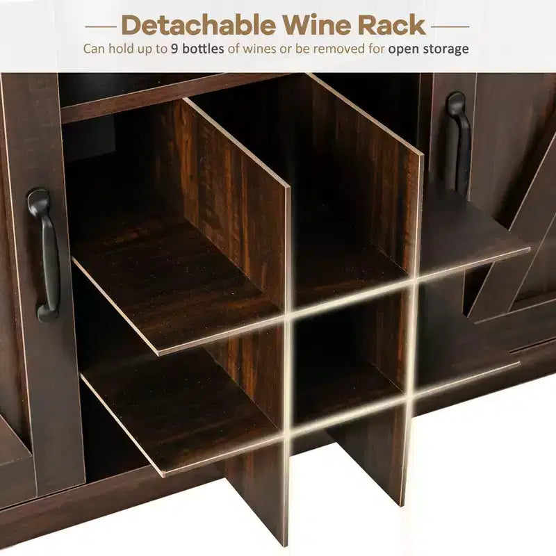 Buffet Costway – Meuble de Rangement Ferme avec Casier à Vin 9 Bouteilles et 2 Portes