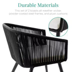 Best Choice Products, set di 2 sedie da pranzo per patio da esterno in vimini intrecciato, portata 113 kg